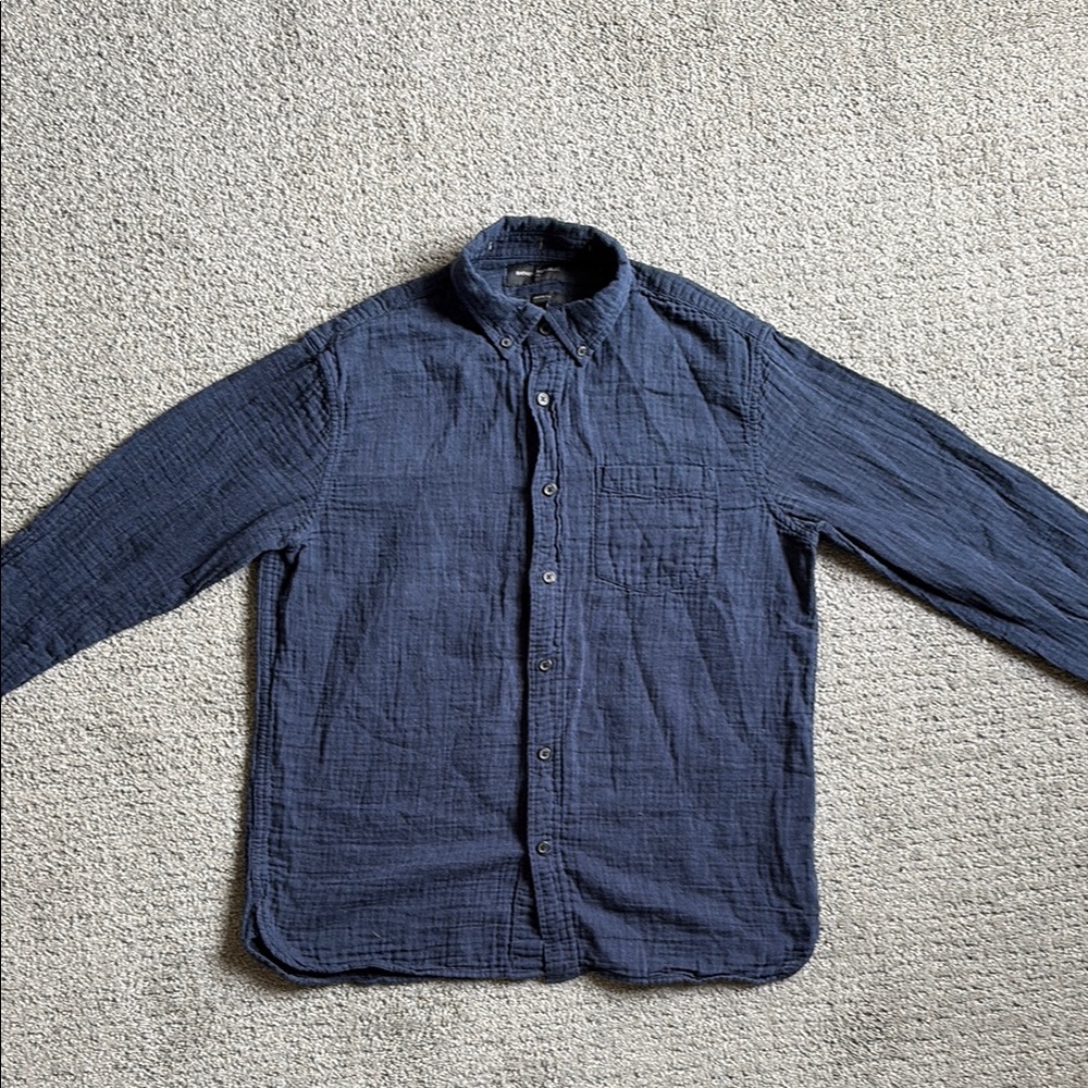 Navy Button-Up Shirt Banana Republic